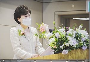 취임인사하는 오혜련 신임회장