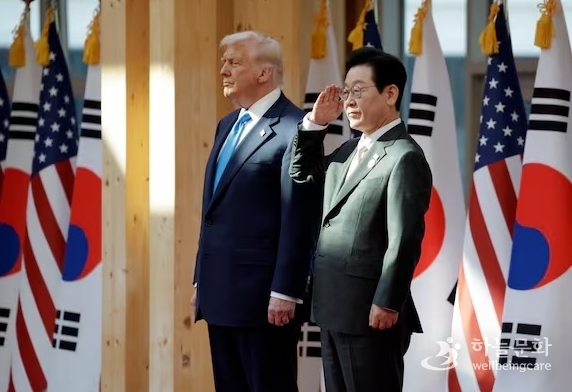 이재명 대통령이 29일 국립경주박물관에서 열린 도널드 트럼프 미국 대통령 공식 환영식